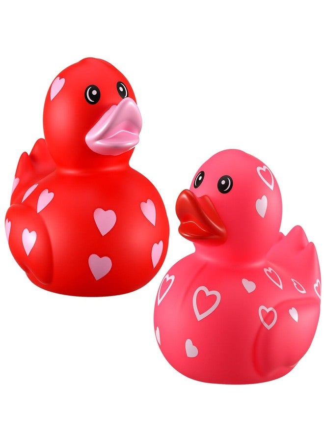 جيريفي بطتان مطاطيتان كبيرتان من جيريفاي، مقاس 3 بوصات، لعيد الحب، عبوة من قطعتين، بطتان مطاطيتان كبيرتان باللونين الأحمر والوردي على شكل قلب، مناسبتان لحمام السباحة وحوض الاستحمام، ألعاب، هدايا للحفلات، زينة، جوائز صفية، هدايا تبادل. - Image 1